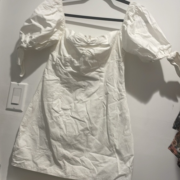 More To Come Amora White Puff Sleeve Bow Mini Dress - Picture 7 of 7